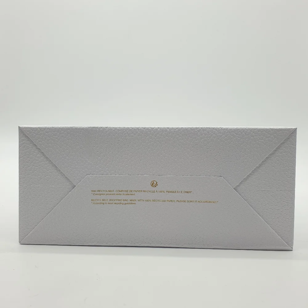 Authentic Dior Textured Pebbled Paper Shopping Medium Gift Bag | NEW white gold